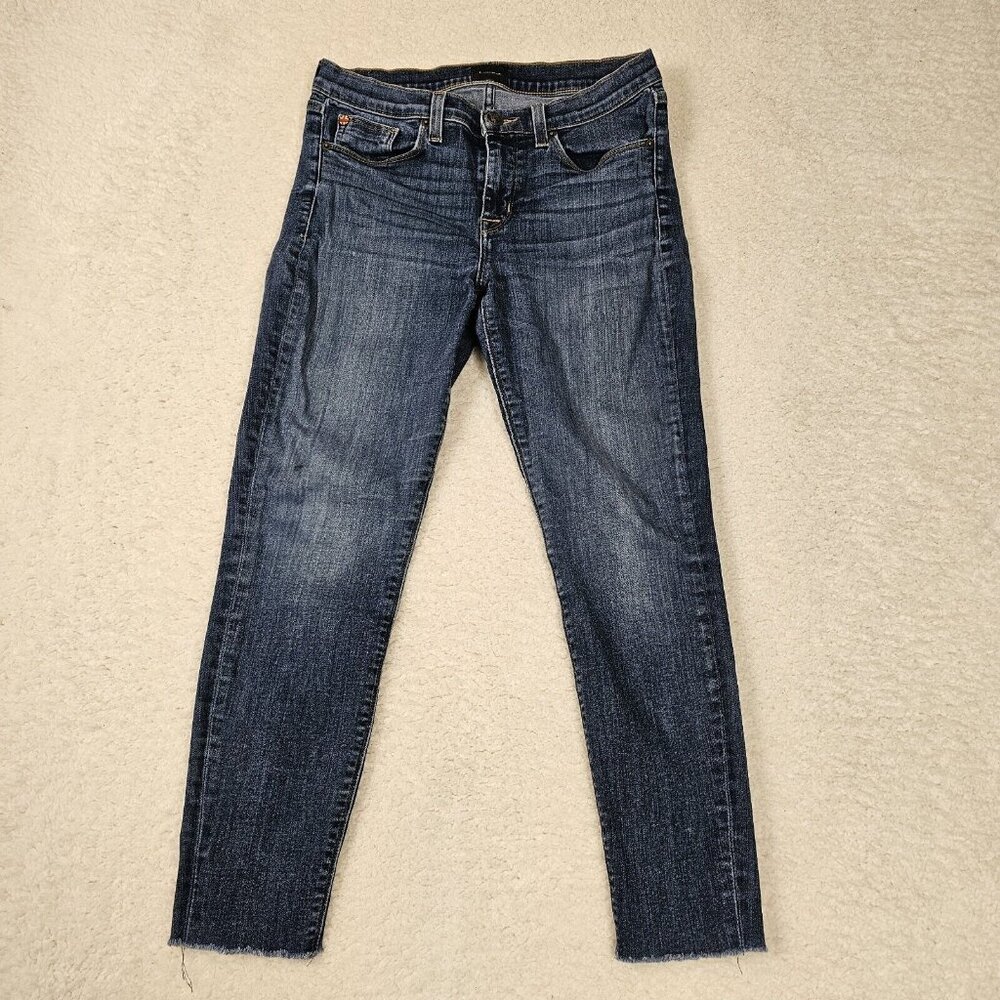 Hudson Jeans Womens 29 Krista Super Skinny Black Ankle Raw Hem Blue Denim Preppy